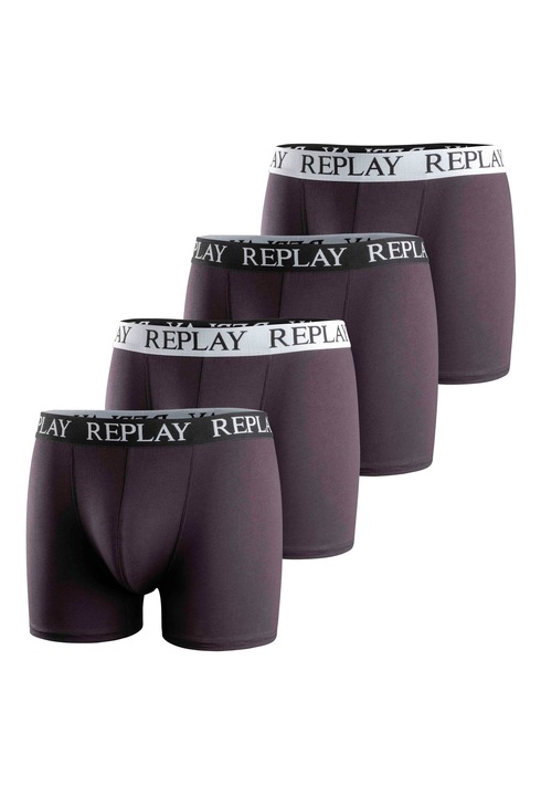 Replay, Set de boxeri cu logo - 4 perechi, Alb/Negru
