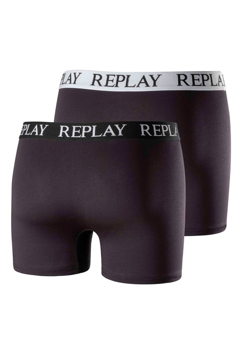 Replay, Set de boxeri cu logo - 4 perechi, Alb, Negru, L