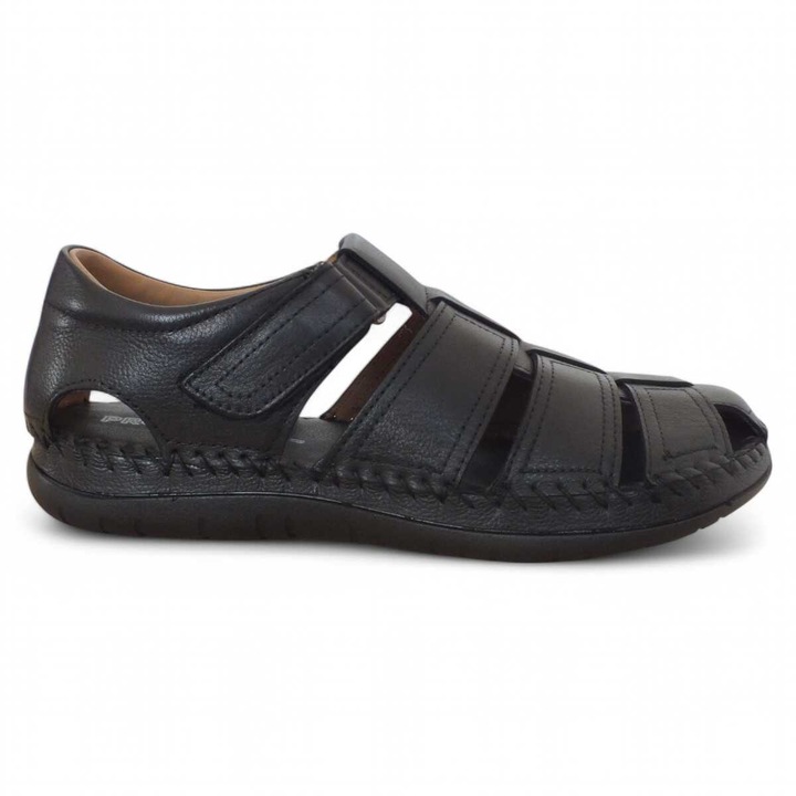 Sandale barbatesti Reflexan din piele naturala, cu brant moale si inchidere cu velcro in fata si spate, design inchis W6