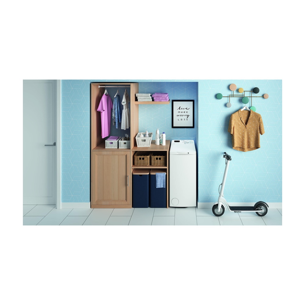 Masina de spalat rufe cu incarcare verticala Indesit BTW S50400 EU/N, Turn&Go, Energy Saver, 1000 rpm, 5 kg, Clasa C, Alba
