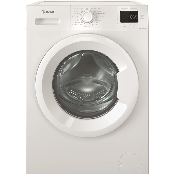 Masina de spalat rufe Indesit IM 864 MY TIME EE, Steam, 5 programe rapide, 8 kg, 1400 rpm, Clasa A, Alba