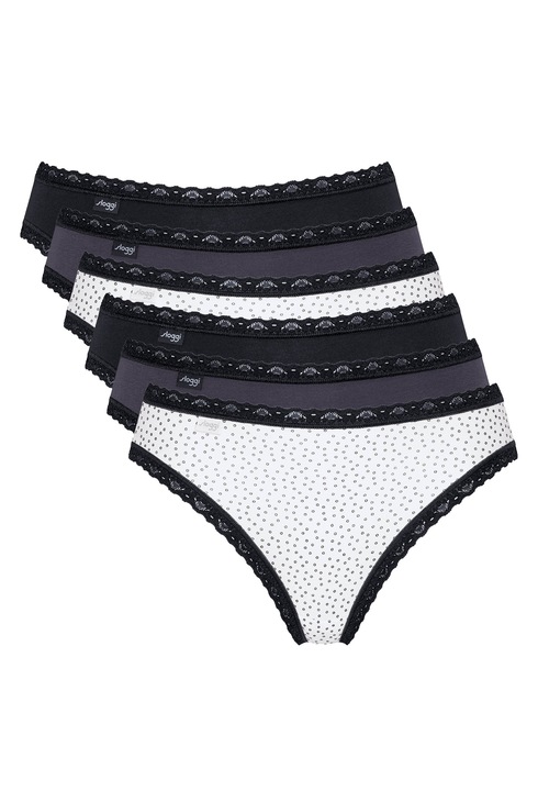 Sloggi, Бикини Tai - 6 чифта, Бял/Черен/Сив, 2XL