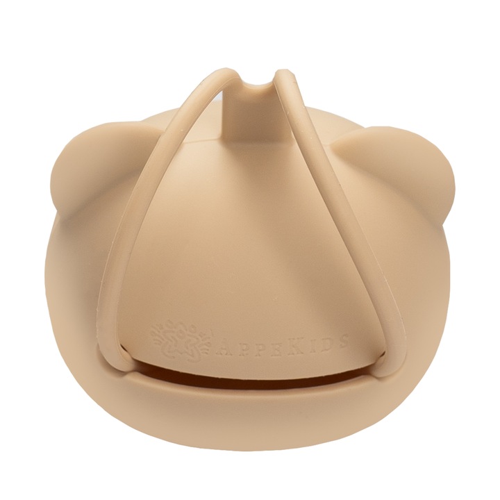 Suport pentru suzeta din silicon, AppeKids, The Little Bear - Bubble Beige