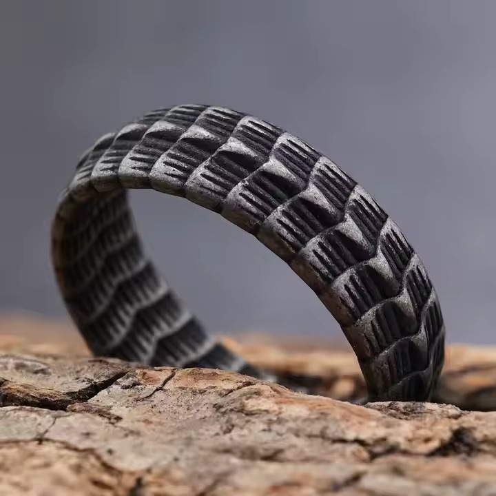 Inel Solzii Dragonului, Inox, Cenusiu, 19 mm