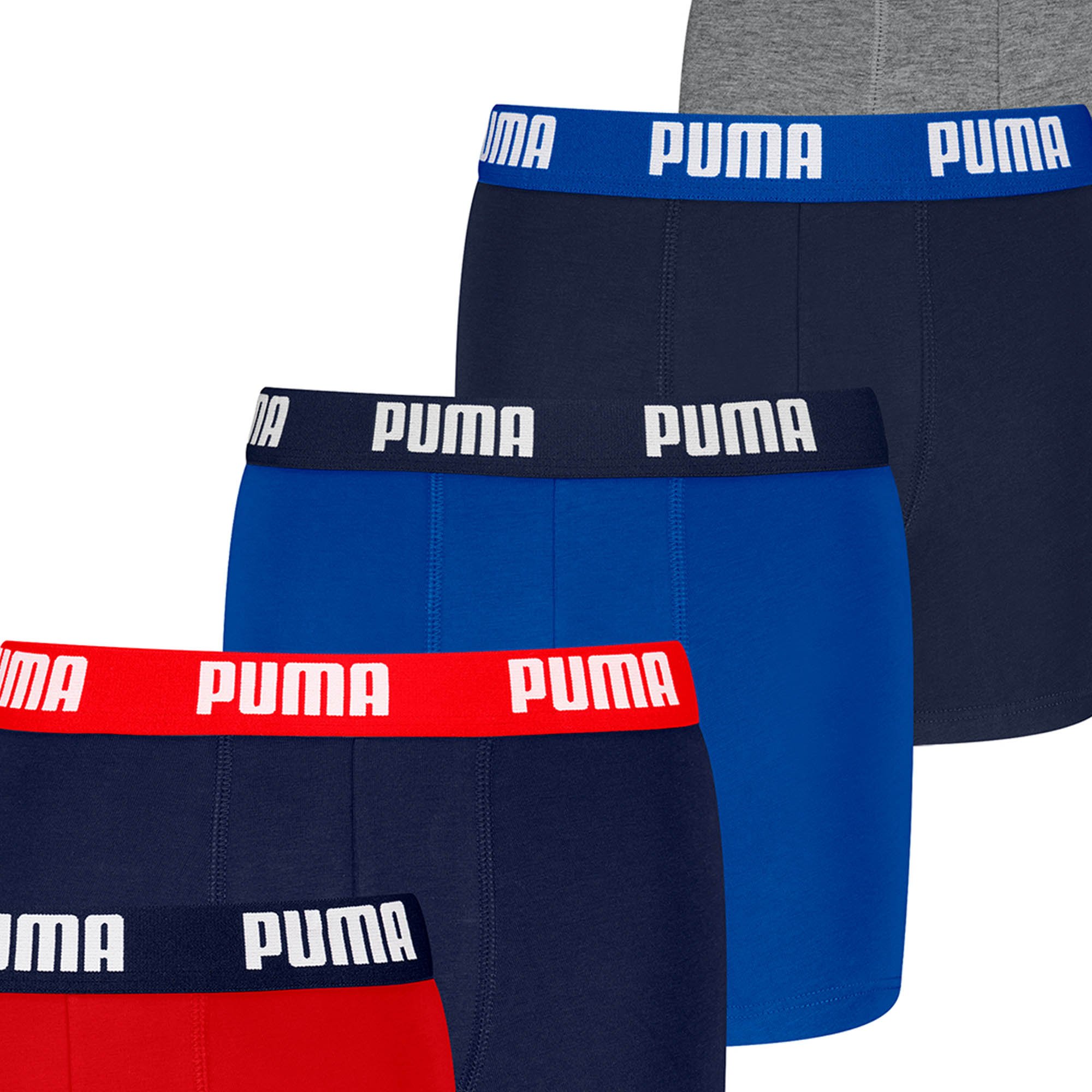 Puma, Set de boxeri cu banda logo in talie perechi, Rosu, Gri