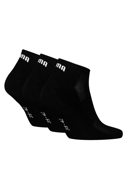 Puma, Унисекс чорапи до глезена с лого - 3 чифта, Черен