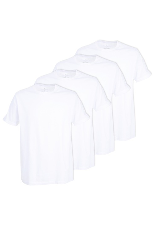 Tom Tailor, Set de tricouri cu decolteu rotund - 4 piese, Alb