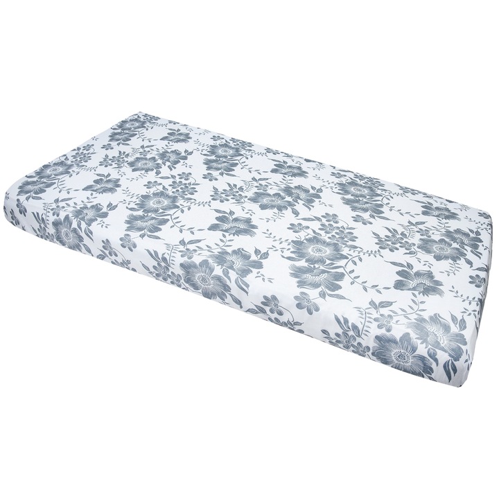 Cearsaf cu elastic pentru patut, Medi Partners, 60x120cm, Bumbac, Model de Berry, Roz/Alb