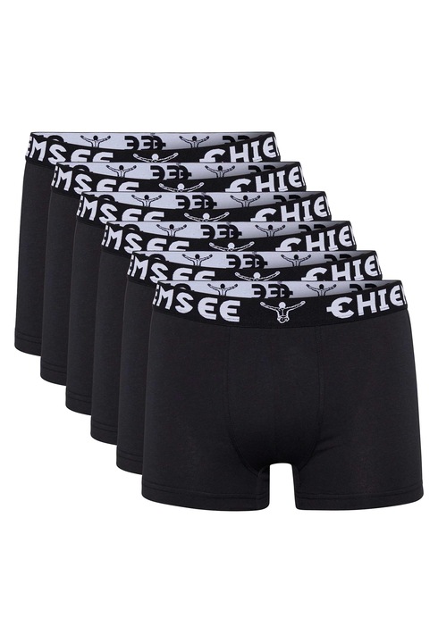 Chiemsee, Set de boxeri cu banda logo in talie - 6 perechi, Negru