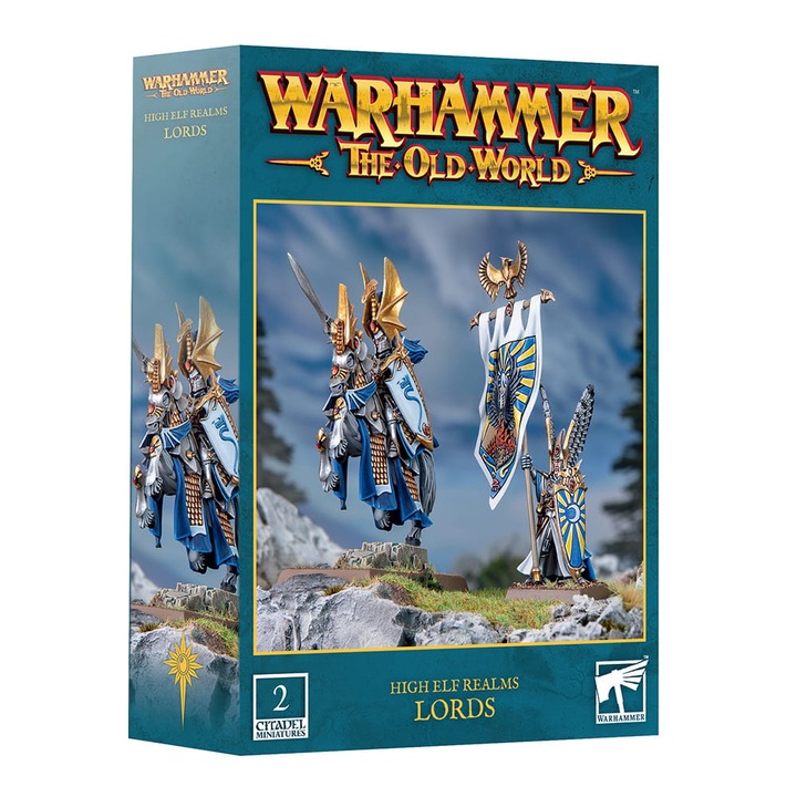 Extensie de joc Warhammer the Old World, Lords High Elf Realms, Games Workshop, 32 piese, gri
