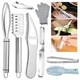 Set 8 Accesorii Curatare Peste, BYONDSELF®, Otel Inoxidabil, Cu Manusi, Argintiu