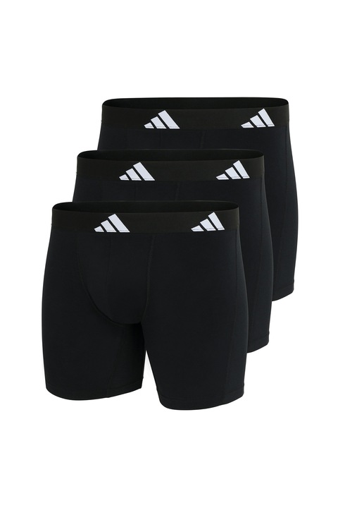 adidas, Set de boxeri cu imprimeu logo Active - 3 perechi, Negru