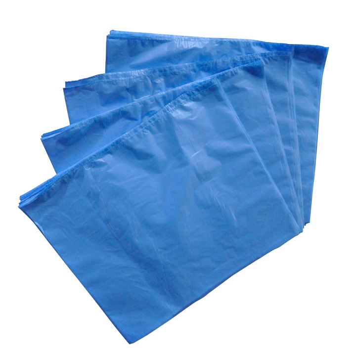 Saci polietilena pentru navete (lazi), ALBASTRI, 630+2x200x620 mm, 500 buc/set