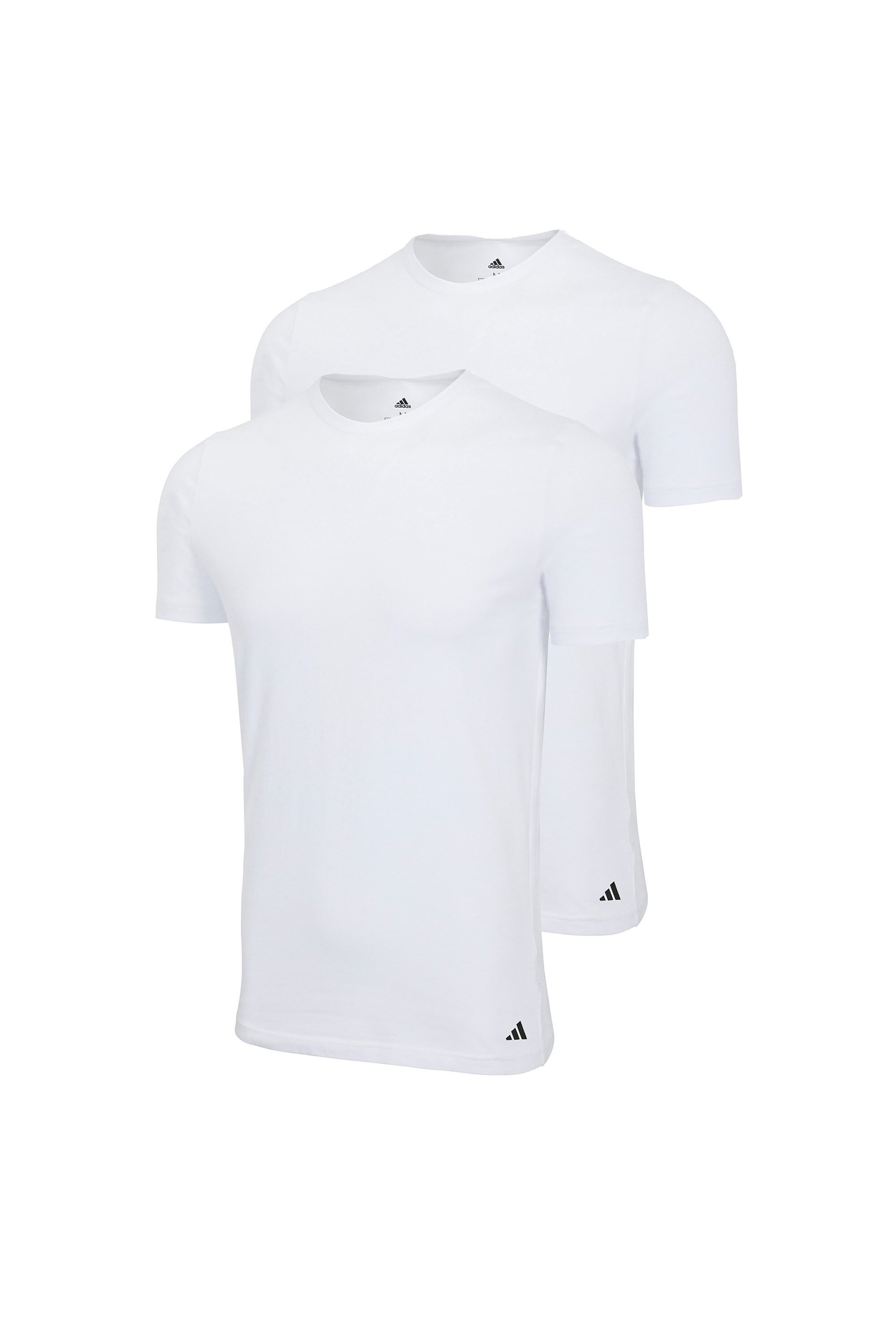 adidas, Set de tricouri cu logo - 2 piese, Alb, L