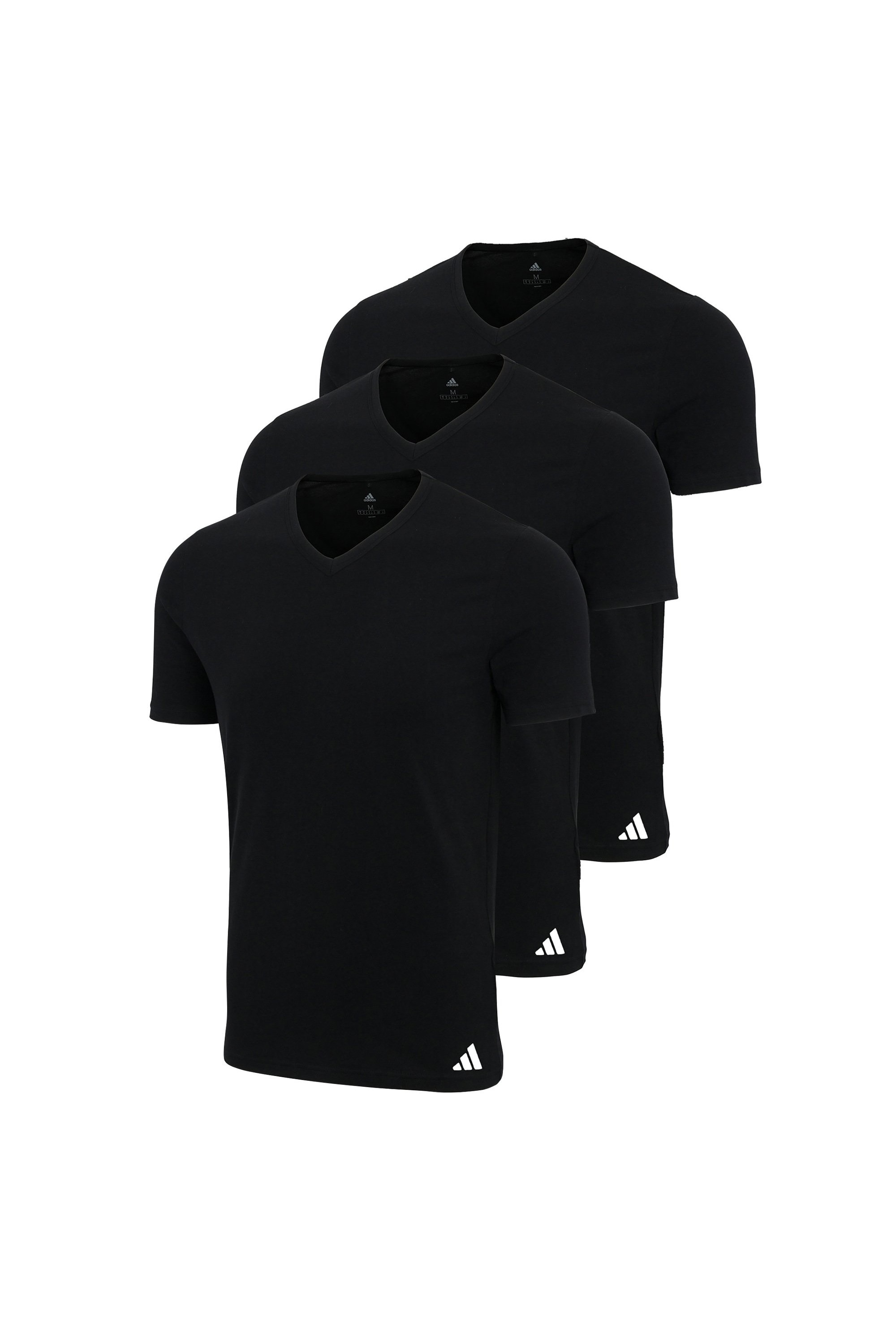 adidas, Set de tricouri cu decolteu in V - 3 piese, Negru, XL
