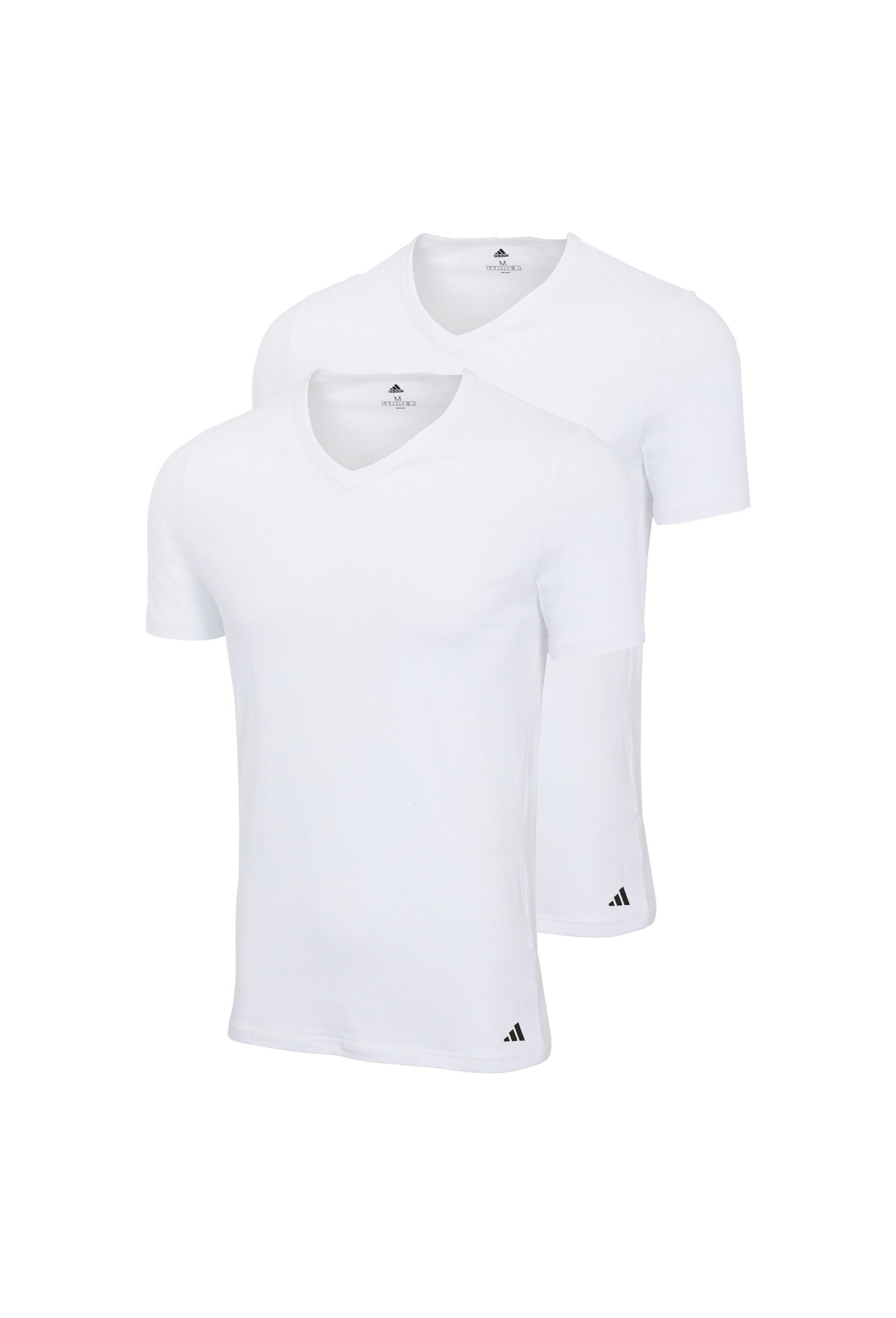 adidas, Set de tricouri cu decolteu in V - 2 piese, Alb, S