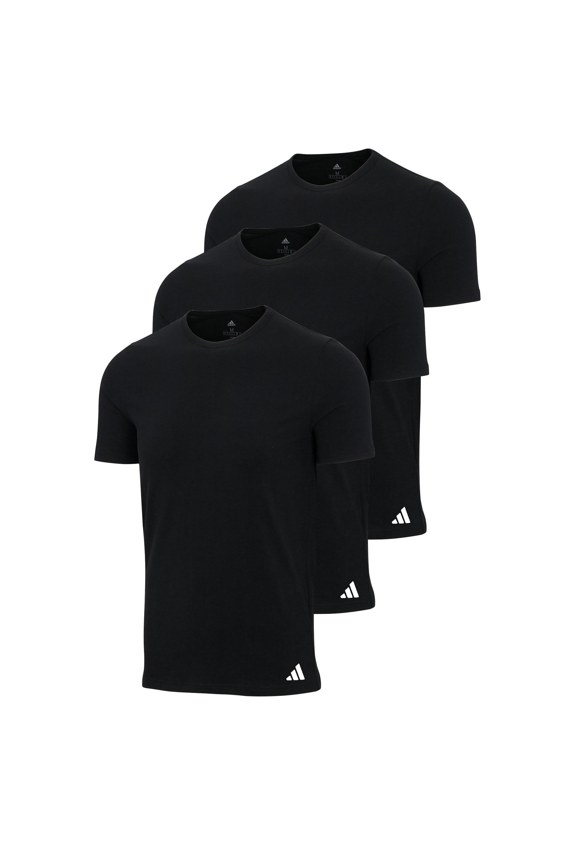 adidas, Set de tricouri cu logo - 3 piese, Negru, XL