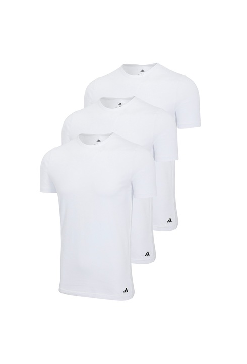 adidas, Set de tricouri cu logo - 3 piese, Alb