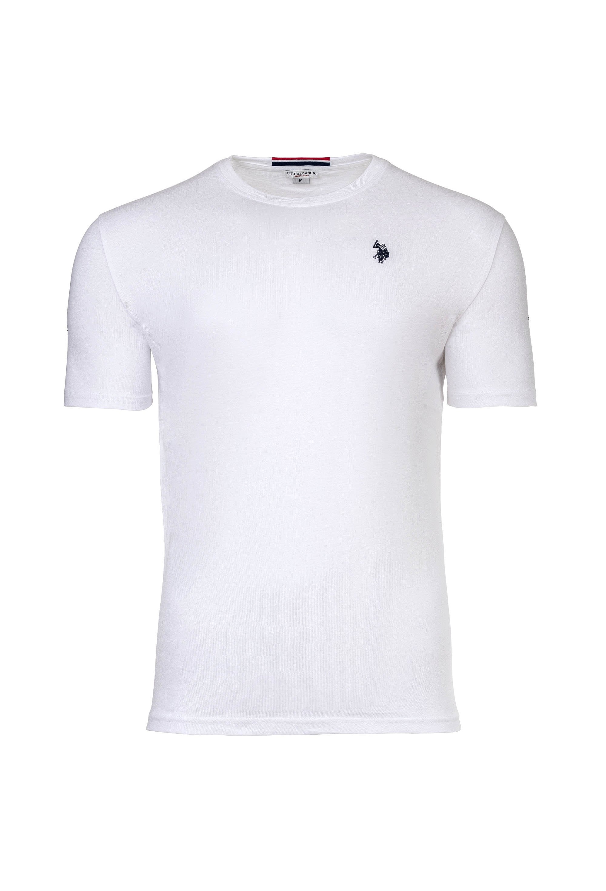 U.S. Polo Assn., Tricou slim fit cu decolteu la baza gatului, Alb, S