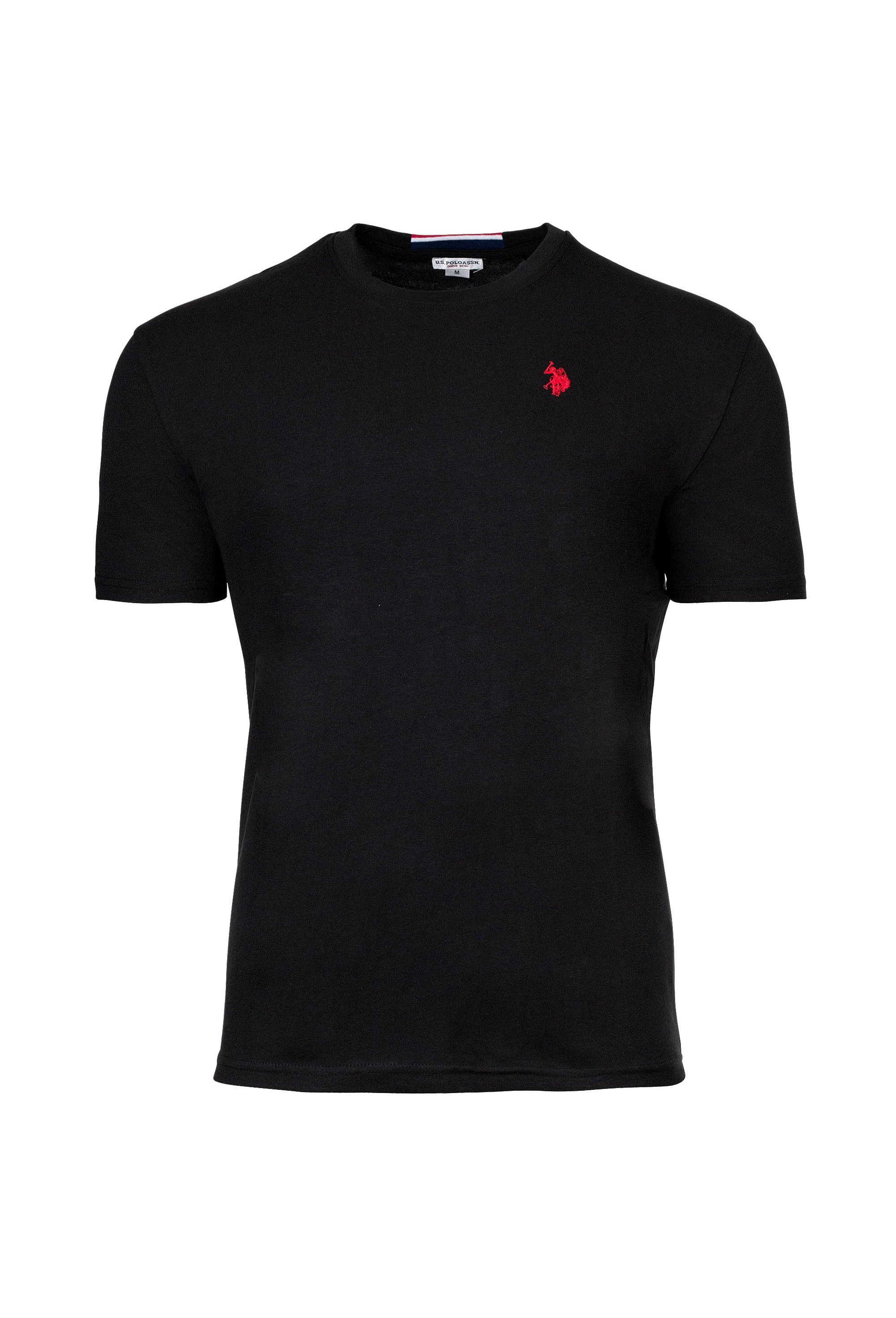 U.S. Polo Assn., Tricou slim fit cu decolteu la baza gatului, Negru, 2XL
