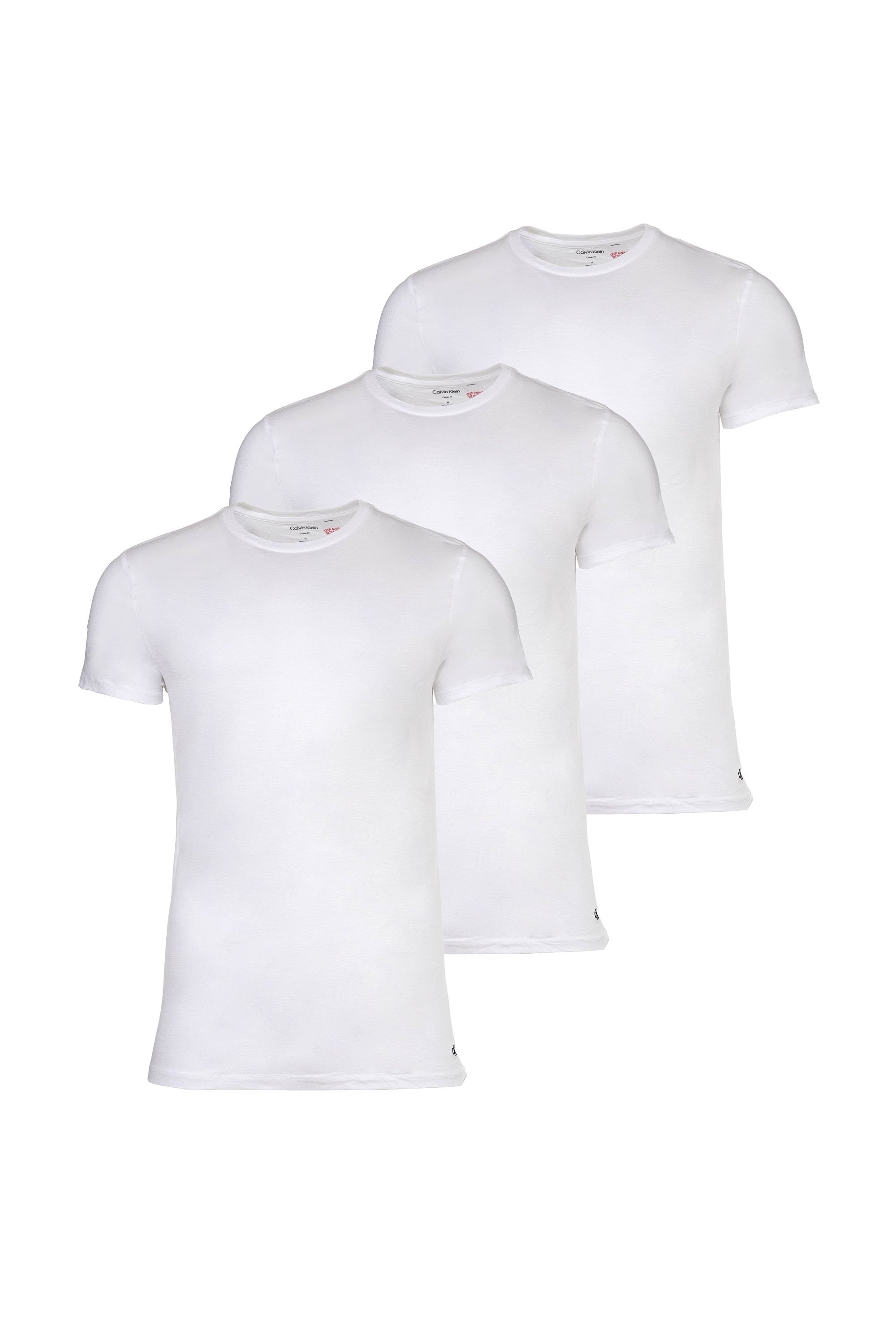 CALVIN KLEIN, Set de tricouri de bumbac - 3 perechi, Alb, L