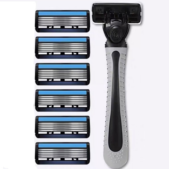 Set Aparat de Ras cu 6 Rezerve de Schimb Incluse, Cap Flexibil, cu 6 Lame Fiecare, Pentru un Barbierit Precis si Confortabil, PriStyle®