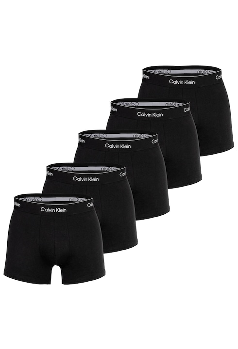 CALVIN KLEIN, Set de boxeri cu banda logo in talie - 5 perechi, Negru