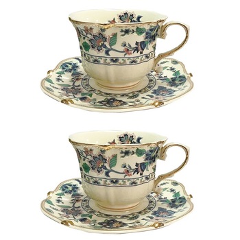 Set 2 cesti cu farfurii Alexander 180ml, Portelan, Vintage Set 2 cesti cu farfurii Alexander 180ml, Portelan, Vintage