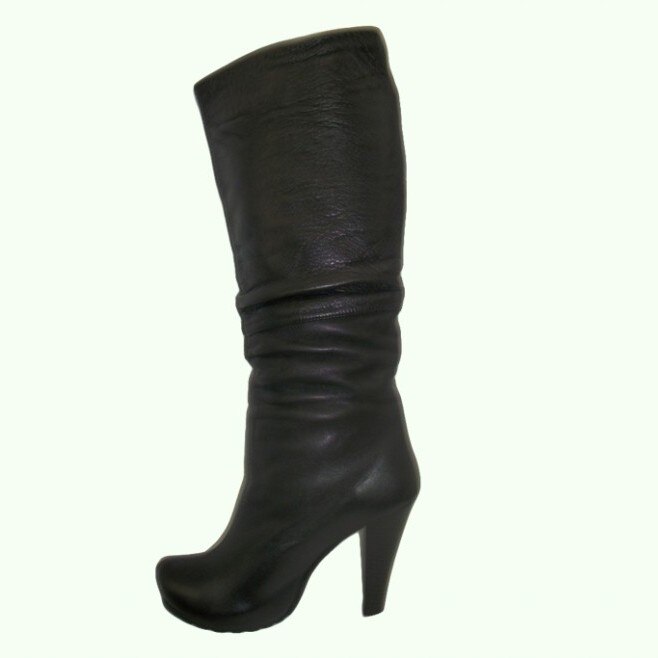 Cizme feminine cu toc inalt, stabil, D&J Exclusive, Negru