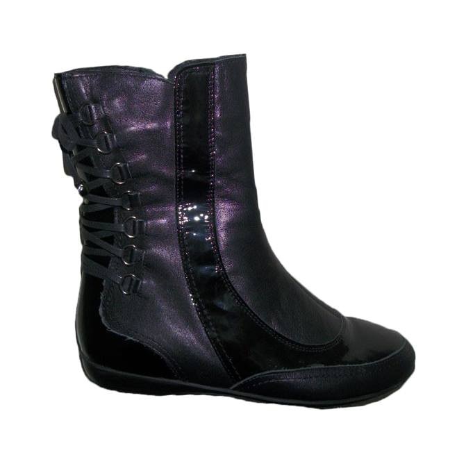 Cizme moderne cu insertii de siret, D&J Exclusive, Negru