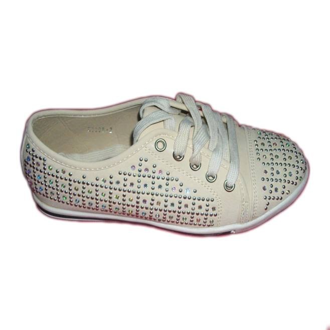 Tenis cu model rafinat si capse,D&J Exclusive, Crem