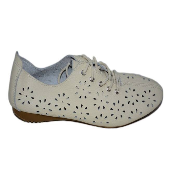 Pantofi de vara cu perforatii florale,D&J Exclusive, Bej