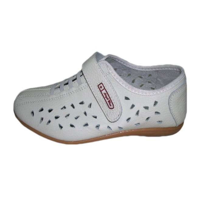 Pantofi din piele cu perforatii,D&J Exclusive, Alb