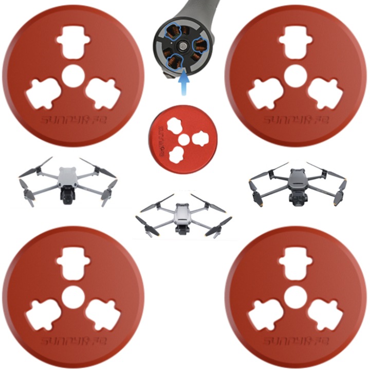 Set protectii motoare drona SunnyLife pentru DJI AIR 3S / AIR 3 / MAVIC 3 PRO / CLASSIC, aluminiu, rosu, 4 bucati