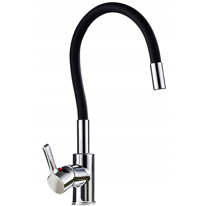 Baterie bucatarie chiuveta robinet flexibil negru flex crom lucios montaj pe blat baterie moderna cu gura mobila rotativa 360 memorie de forma design elegant mixer apa calda rece baterie universala rezistenta