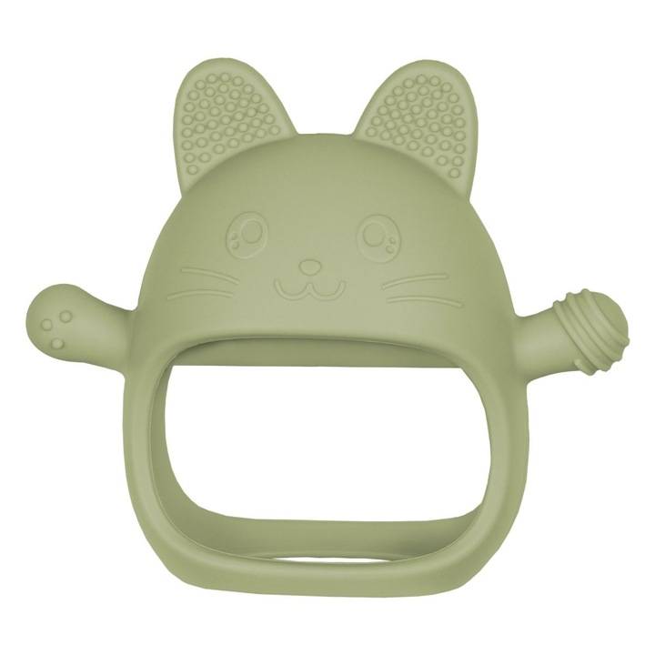 Jucarie pentru dentitie din silicon, Appekids, Manusa Kitty - Raw Green