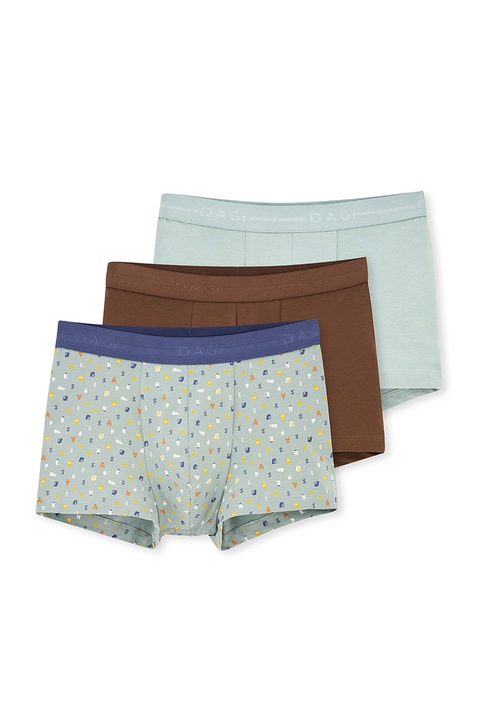 Dagi, Set de boxeri cu banda logo in talie - 3 piese, Maro/Albastru, XL