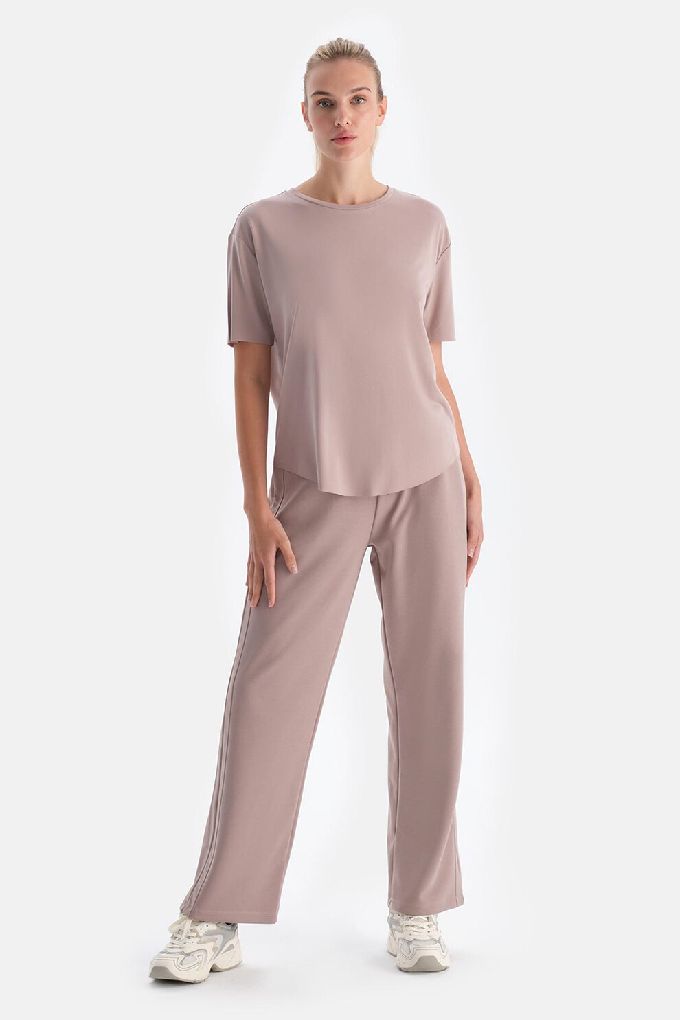 Dagi, Pantaloni din amestec de modal cu snur, Roz prafuit, S