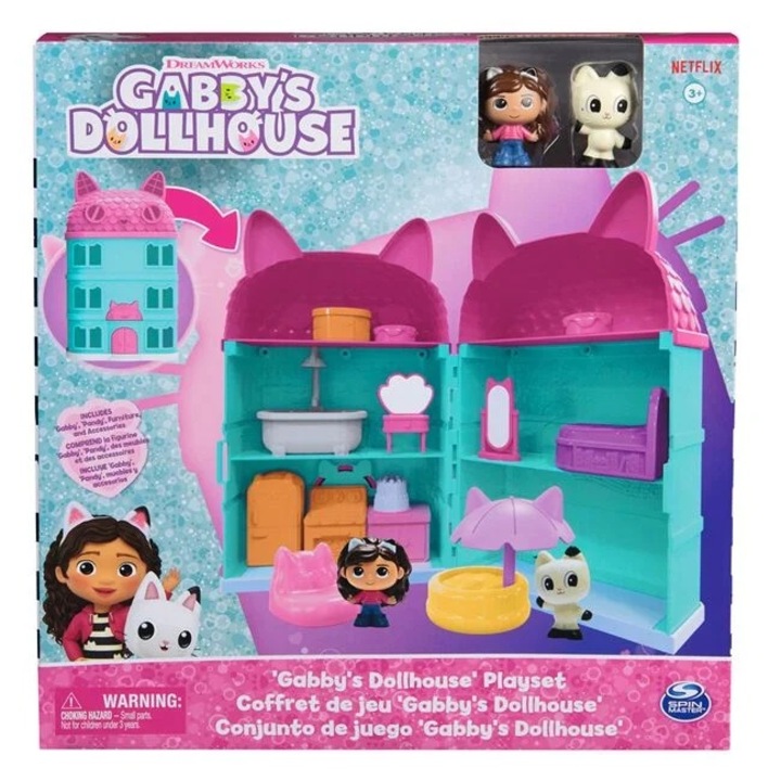 Set de joaca casa de papusi Gabby's Dollhouse Mini cu accesorii incluse, varsta 3+ ani, roz-verde