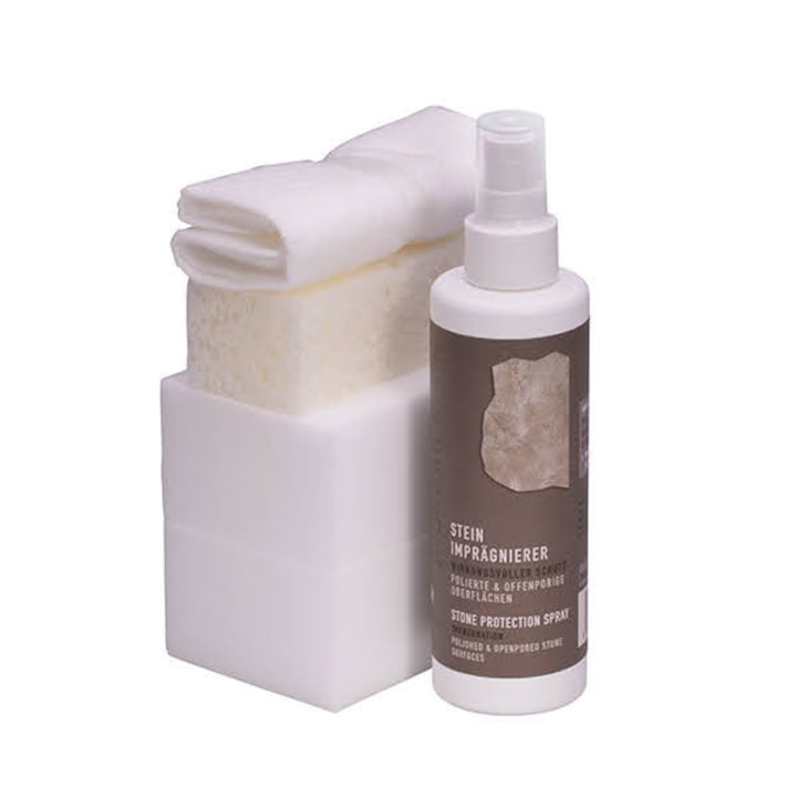 Set de ingrijire si curatare a blatului de bucatarie din piatra naturala, LCK, StoneCare, 200 ml, cu accesorii