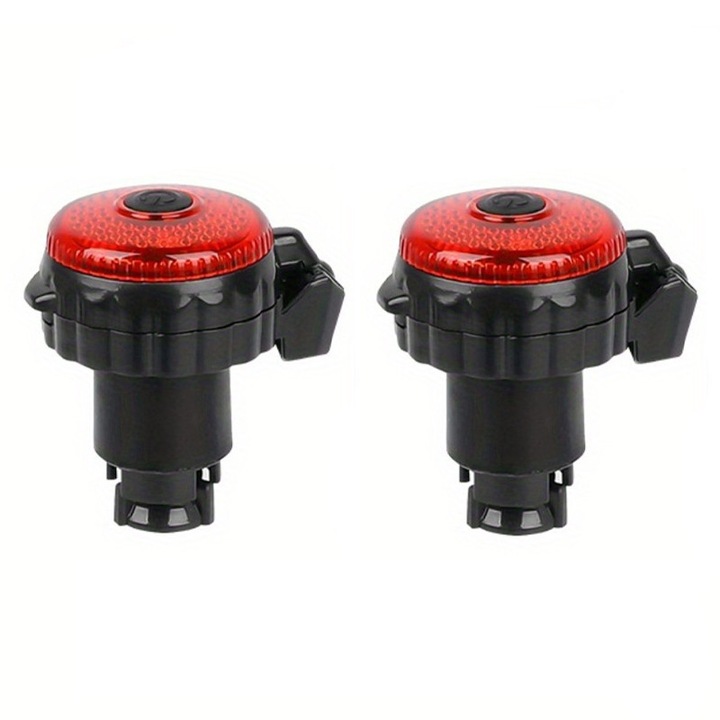 Комплект от 2 огледала за велосипеди със светлини, с капак, червено/черно