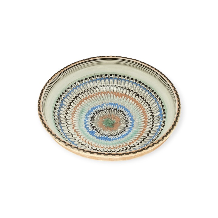 Strachina Traditionala CERAMICA DE HOREZU 2427 model Coada de Paun culoare Multicolora 27cm