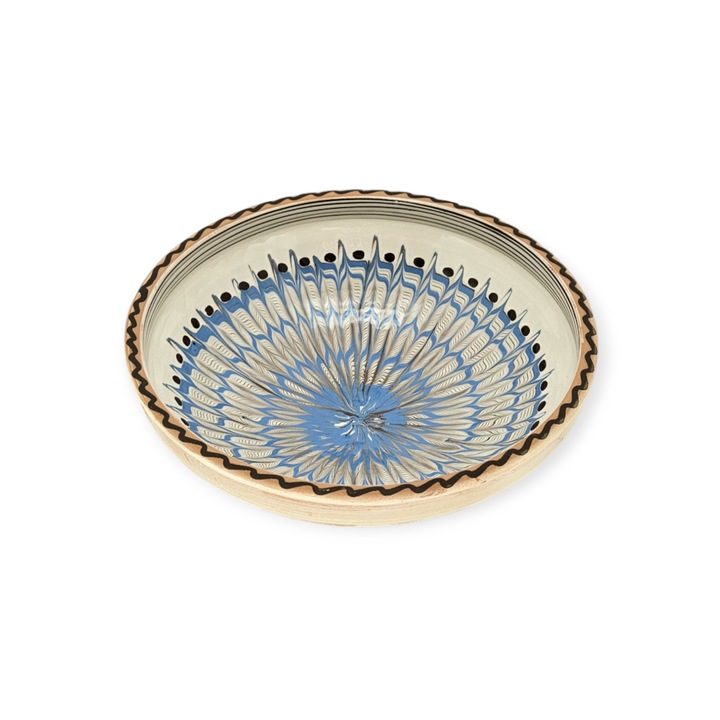 Strachina Traditionala CERAMICA DE HOREZU 1922 model Spic culoare Albastru 22cm