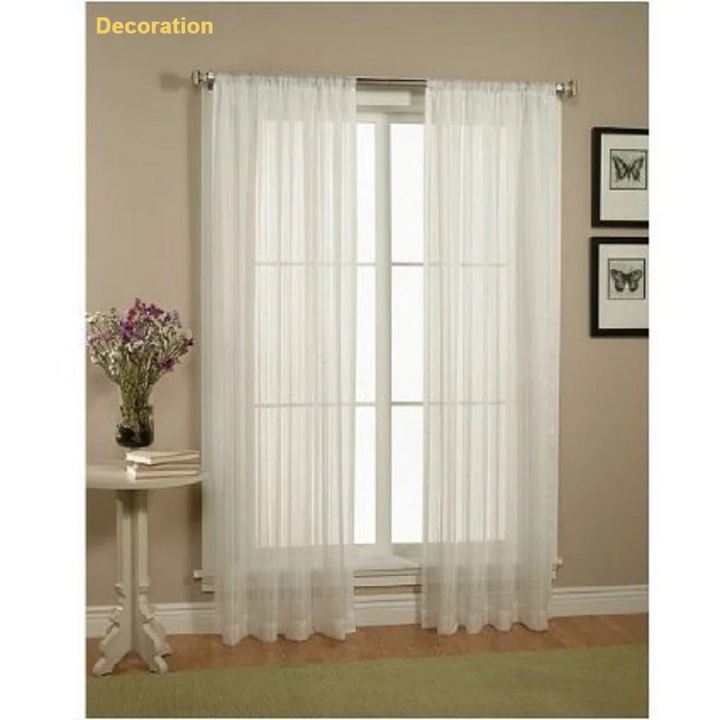 Set 2 Perdele Voal YANYXR Alb 250x100cm Elegante Transparente