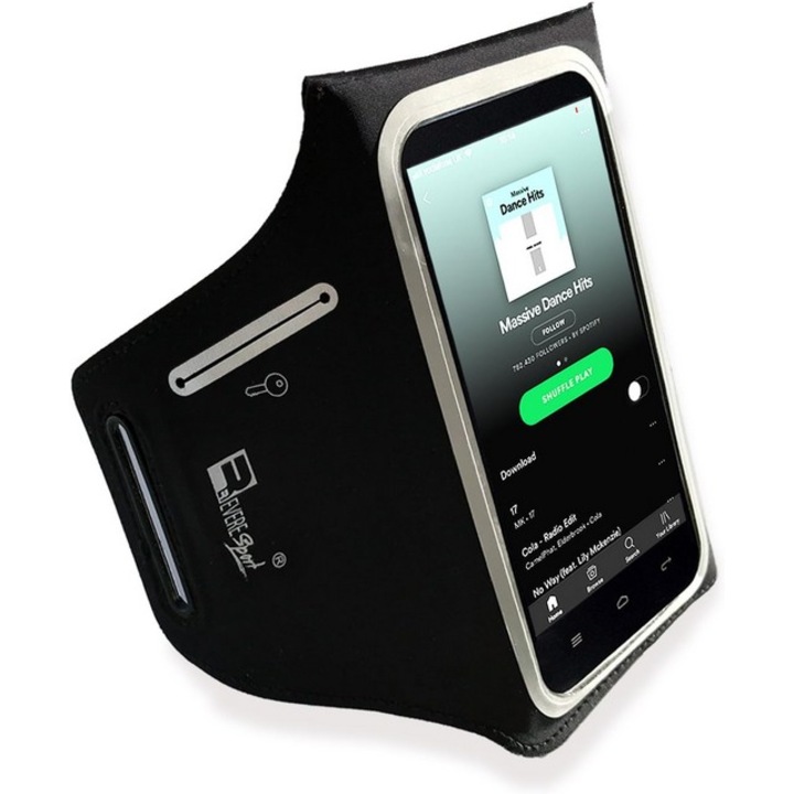 Husa telefon tip banderola, compatibila iPhone 13 Pro, chei si rama fluorescenta, Negru, RevereSport