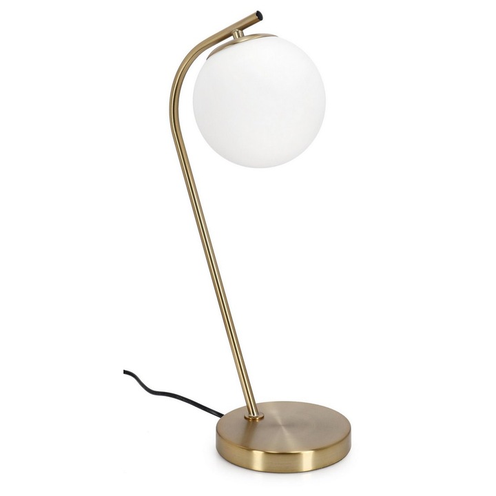 Set 2 veioze metal auriu sticla alba Delphine 22x16x51 cm