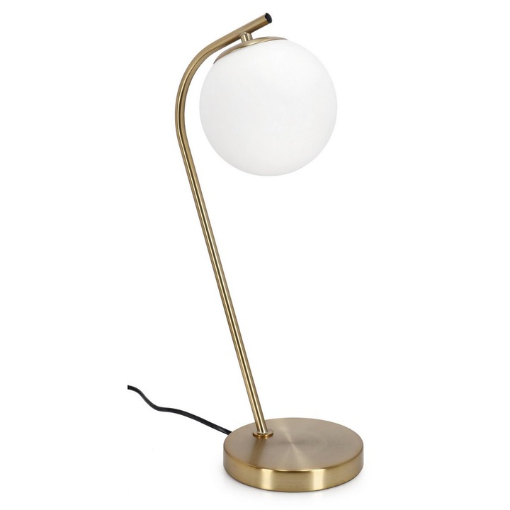 Set 2 veioze metal auriu sticla alba Delphine 22x16x51 cm