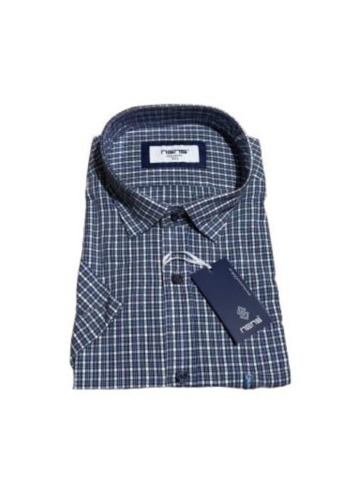 Camasa cu maneca scurta pentru barbati, Nens-1202, Albastru/Crem