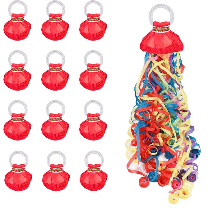 Комплект от 12 броя конфети оръдия, 30 ролки, 17 фута, лесни за почистване, рожден ден, сватба, начало на училище, празник, парти за пенсиониране, церемония по дипломиране, многоцветни
