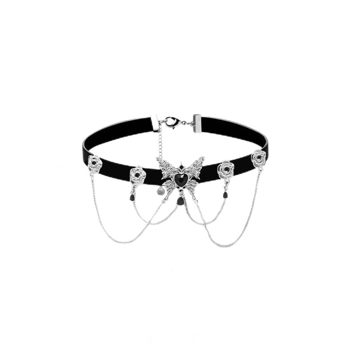Colier negru cu fluture, jalleria, design versatil, ajustabil